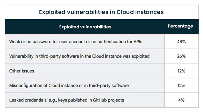 Exploited Vulnerabilities in Cloud Instances